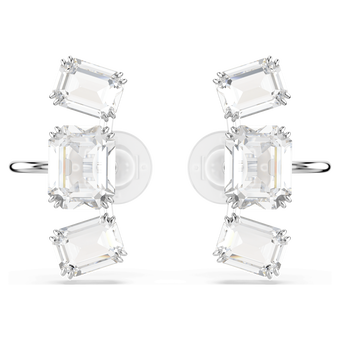 swarovski millenia clip earrings  octagon cut  white  rhodium plated