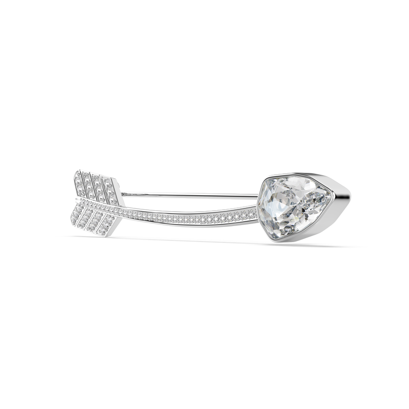 swarovski idyllia brooch  mixed cuts  arrow  white  rhodium plated