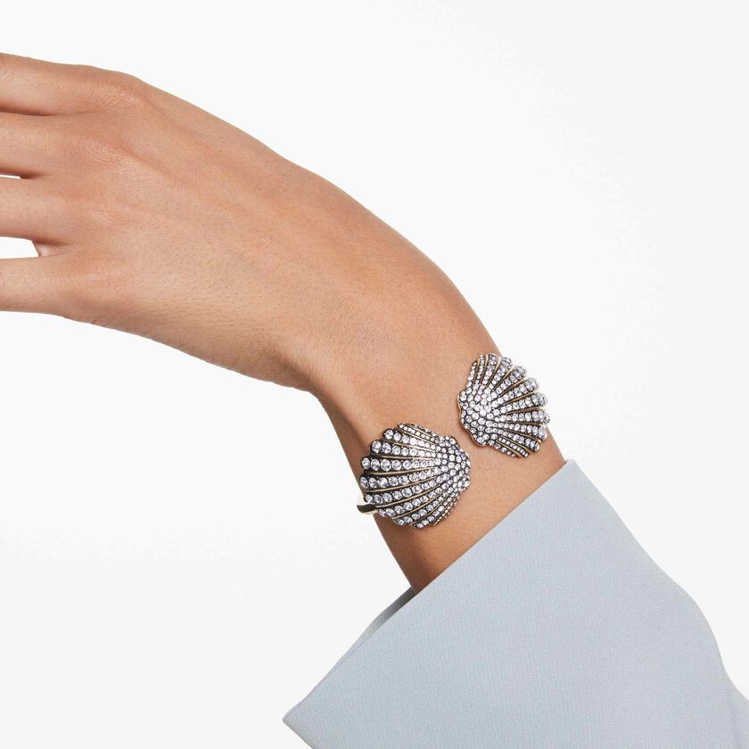 swarovski idyllia bangle  shell  white  gold tone plated