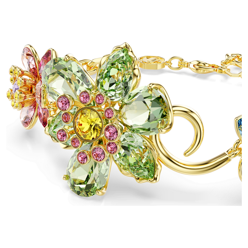 swarovski idyllia bracelet  mixed cuts  flower  multicolored  gold tone plated