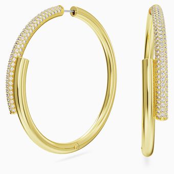 Dextera hoop earrings, White, Gold-tone plated