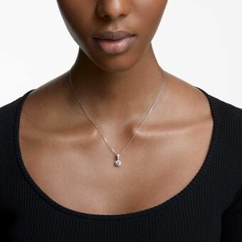 swarovski stilla pendant  round cut  white  rhodium plated