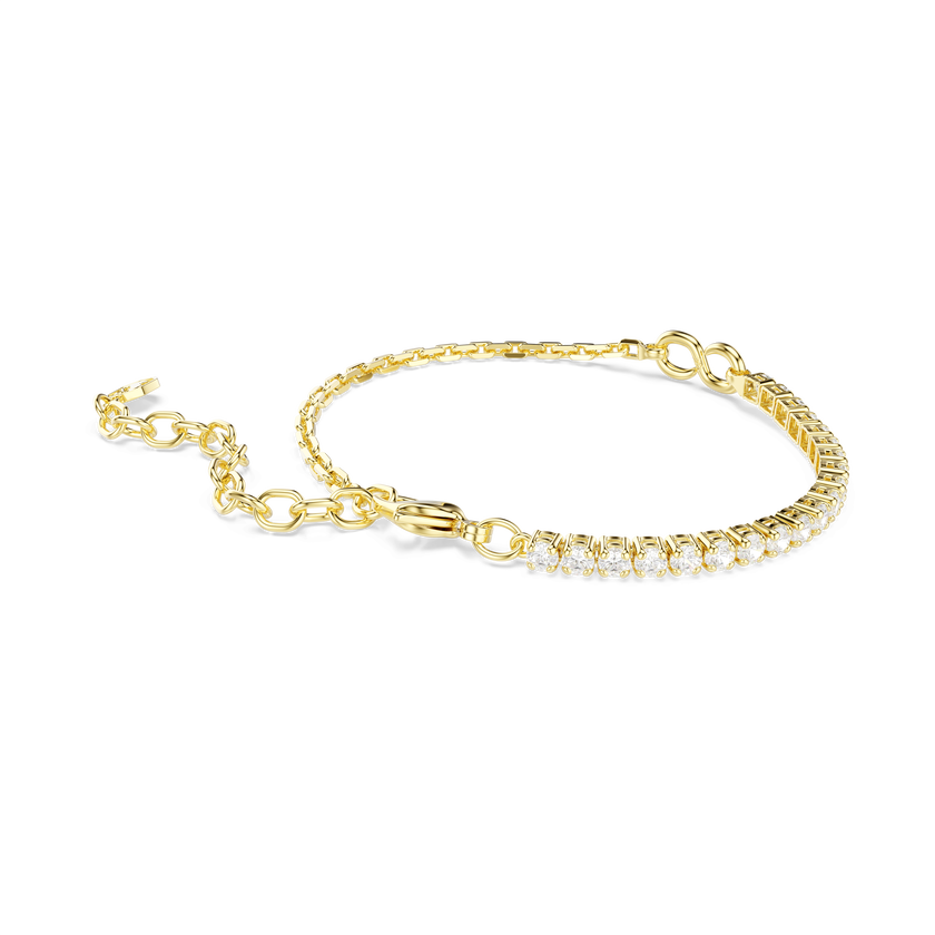 swarovski matrix bracelet  round cut  white  18k gold finish