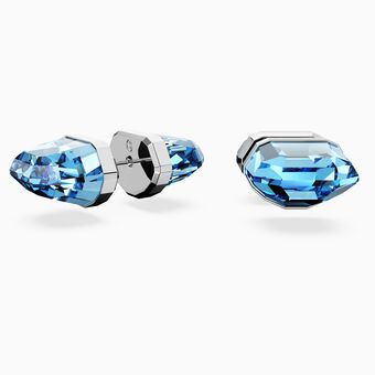 Lucent stud earrings, Blue, Rhodium plated