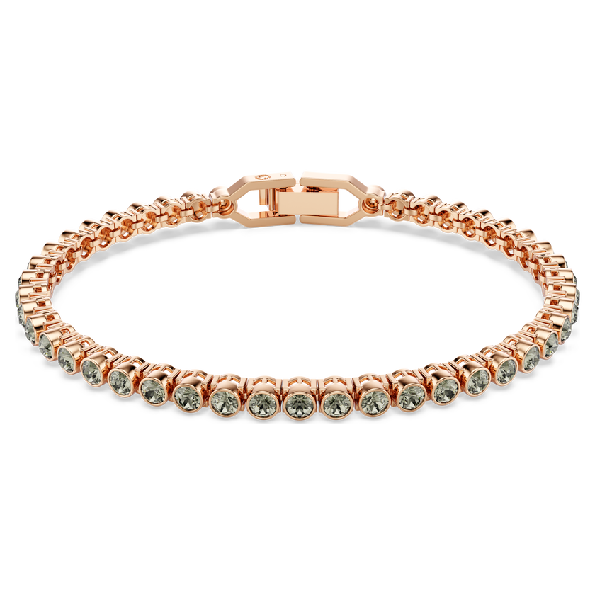 swarovski imber emily tennis bracelet  round cut  black  rose gold tone plated