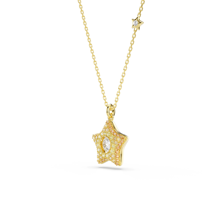 swarovski sublima pendant  round cut  star  multicolored  18k gold finish