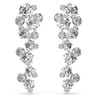swarovski constella drop earrings  mixed cuts  white  rhodium plated