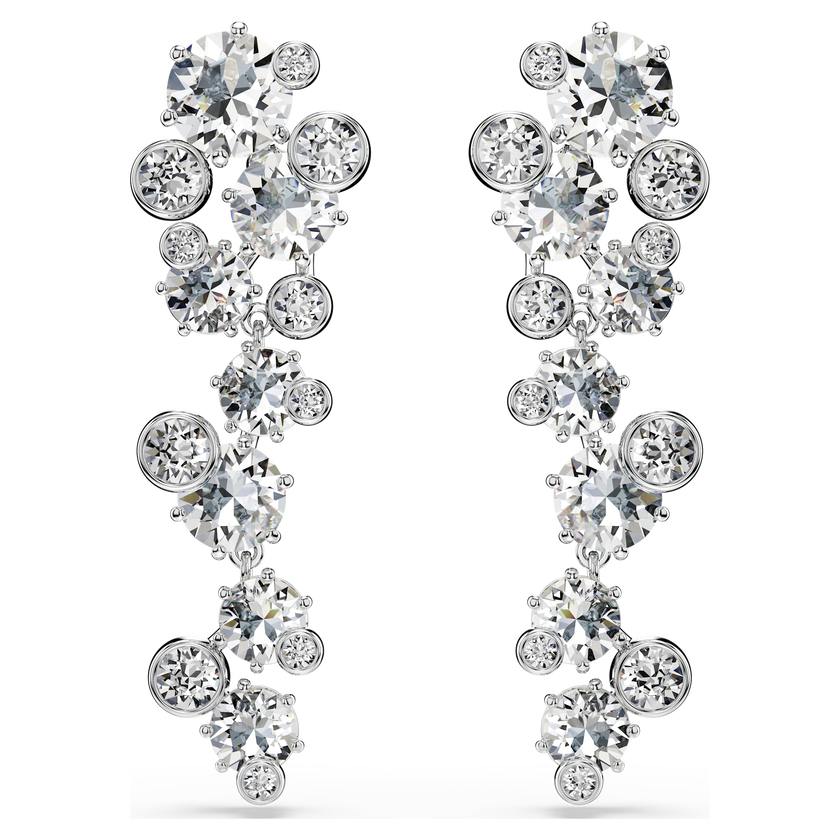 swarovski constella drop earrings  mixed cuts  white  rhodium plated