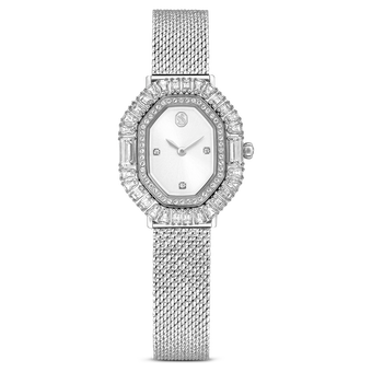 swarovski matrix octagon watch  metal bracelet  silver tone  stainless steel