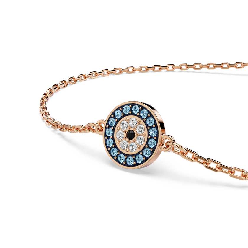 swarovski luckily bracelet  pav   eye  blue  rose gold tone plated