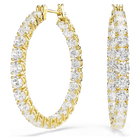 swarovski matrix hoop earrings  round cut  white  gold tone plated