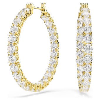 swarovski matrix hoop earrings  round cut  white  gold tone plated