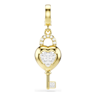 swarovski idyllia charm  mixed cuts  heart with key  white  gold tone plated