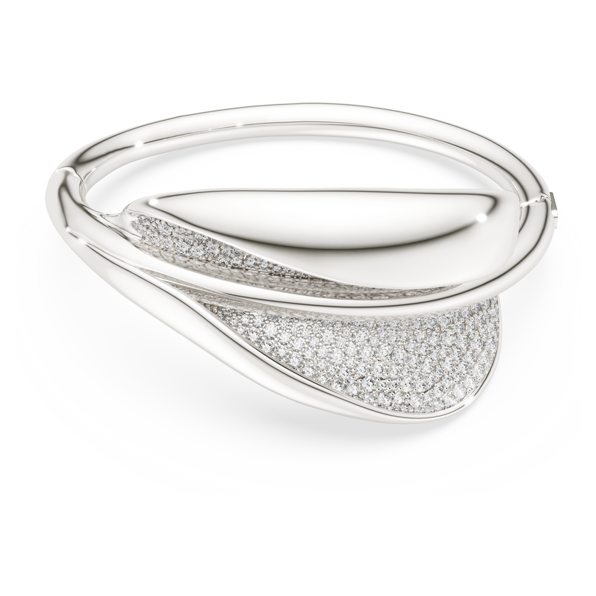 swarovski classica bangle  statement  round cut  white  sterling silver