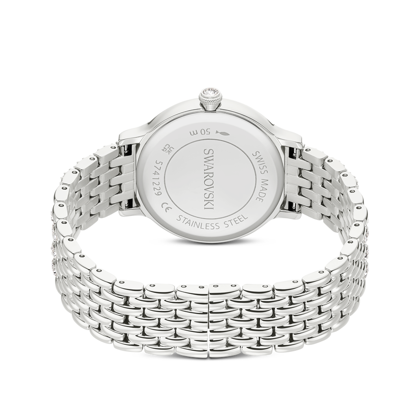 swarovski imber watch  swiss made  metal bracelet  silver tone  stainless steel