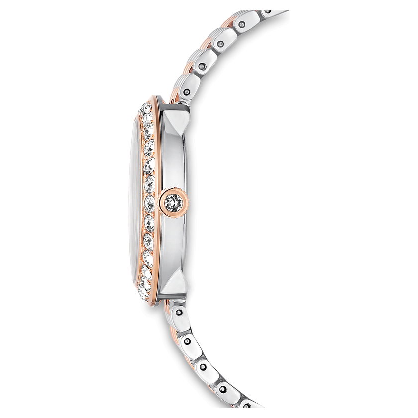 swarovski certa watch  swiss made  metal bracelet  rose gold tone  mixed metal finish