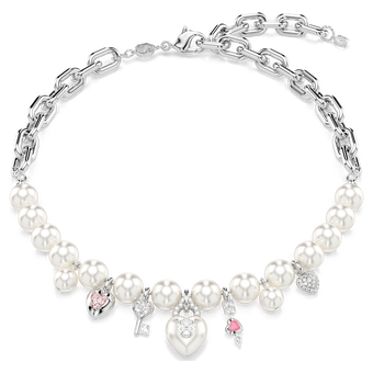 swarovski idyllia necklace  crystal pearl  mixed cuts  white  rhodium plated