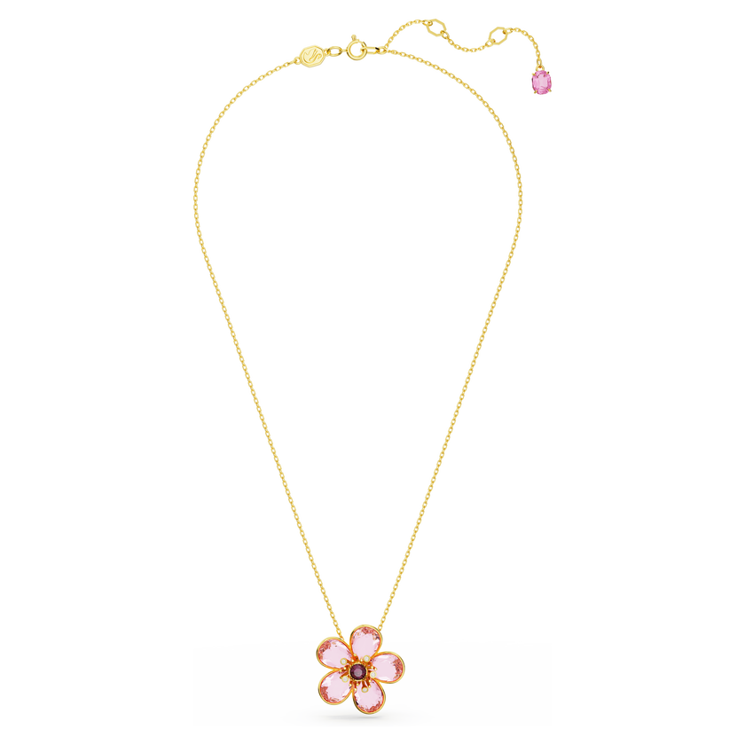swarovski idyllia pendant  flower  small  pink  gold tone plated