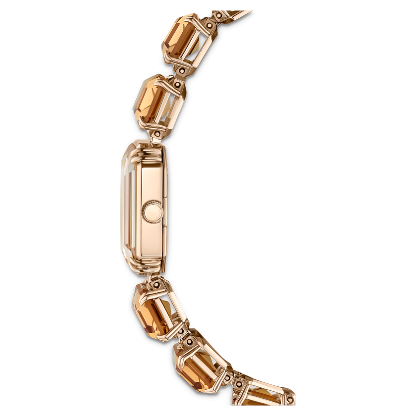 swarovski watch  octagon cut bracelet  brown  champagne gold tone finish