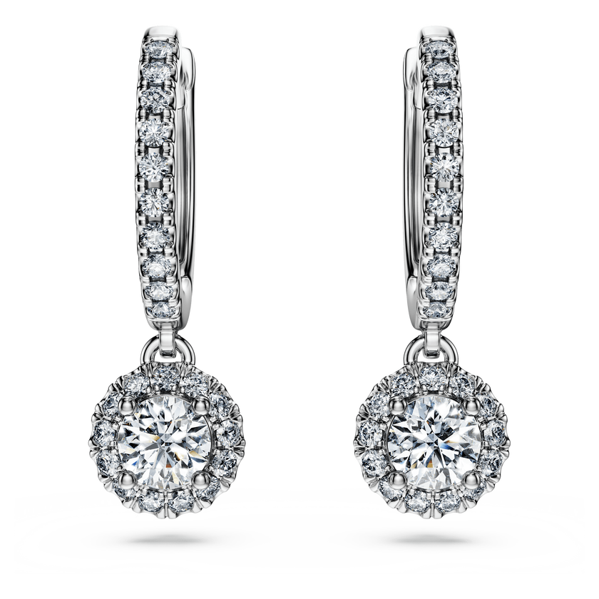 swarovski eternity drop earrings  laboratory grown diamonds 1 1 ct tw  18k white gold