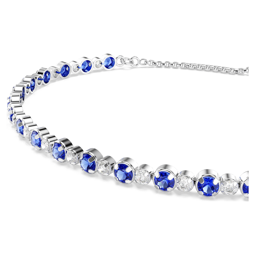 swarovski matrix tennis bracelet  mixed round cuts  blue  rhodium plated
