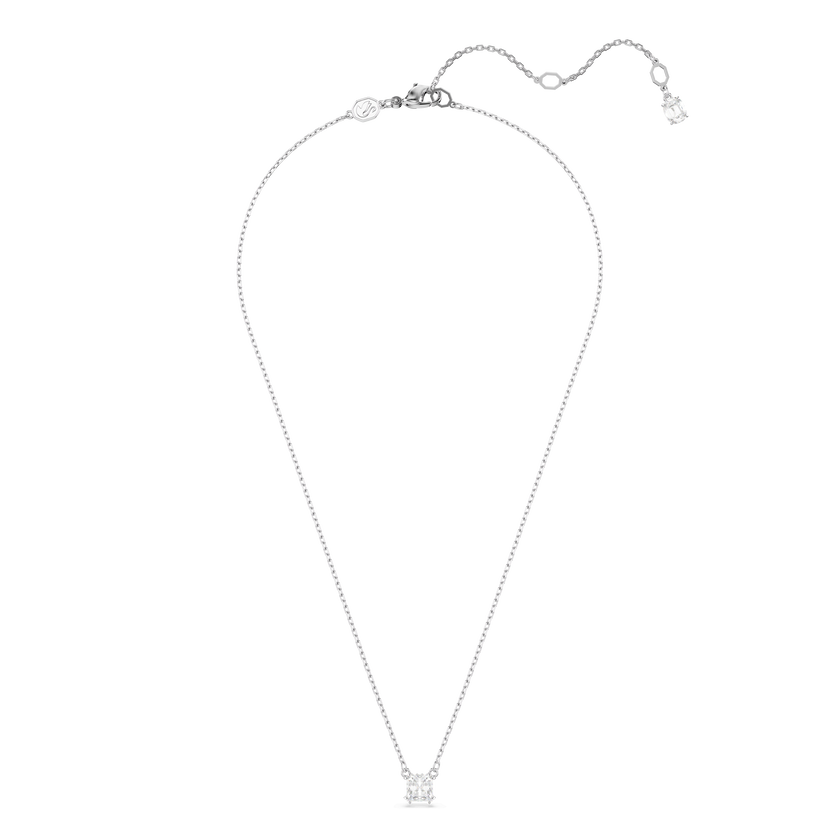 swarovski stilla attract pendant  square cut  white  rhodium plated