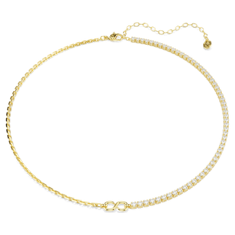 swarovski matrix necklace  round cut  white  18k gold finish