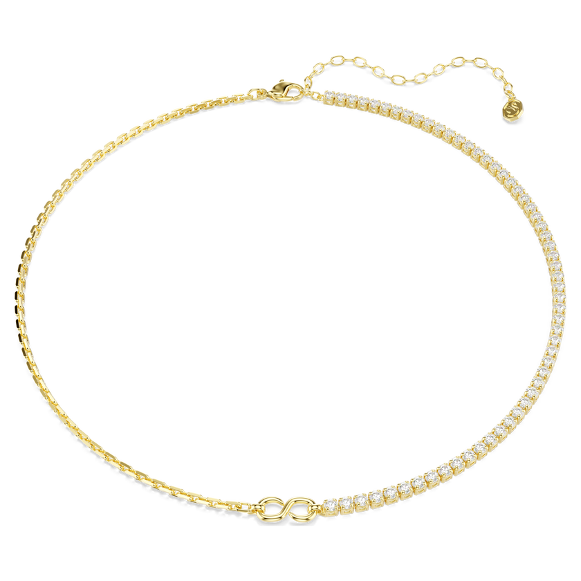 swarovski matrix necklace  round cut  white  18k gold finish