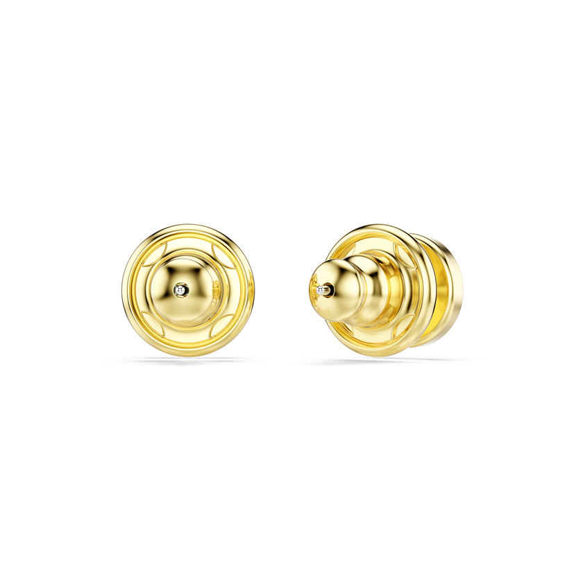 swarovski luckily stud earrings  pav   eye  green  gold tone plated