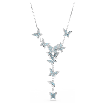 swarovski lilia y necklace  butterfly  blue  rhodium plated