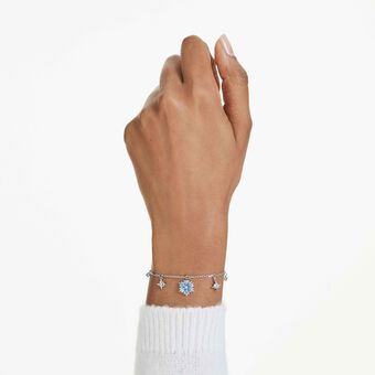 swarovski magic bracelet  snowflake  blue  rhodium plated