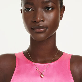 swarovski idyllia pendant  mixed cuts  heart  key  pink  gold tone plated