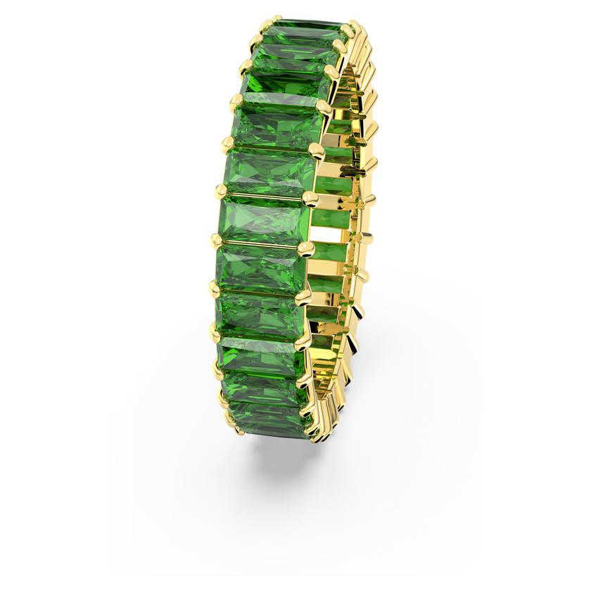 swarovski matrix ring  baguette cut  green  gold tone plated