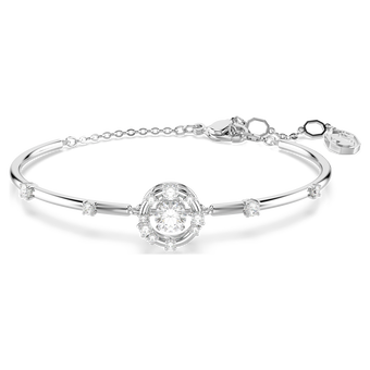 swarovski constella bangle  round cut  dancing stone  white  rhodium plated