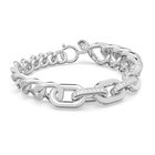 Dextera bracelet, Pavé, White, Rhodium plated