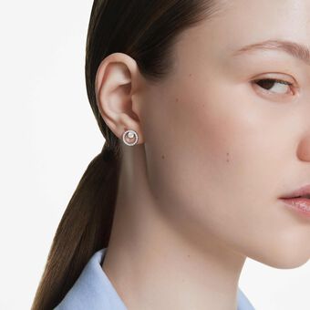 swarovski constella stud earrings  round cut  white  rhodium plated