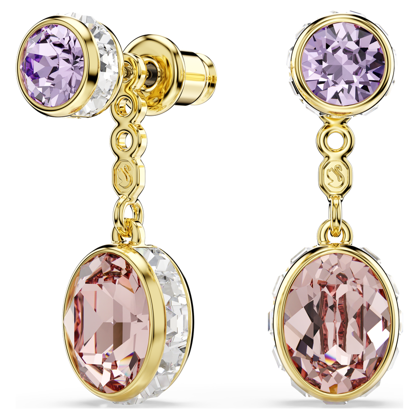 swarovski chroma drop earrings  mixed cuts  multicolored  gold tone plated