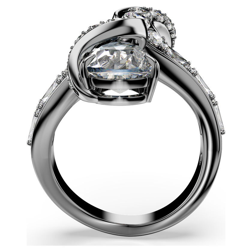 swarovski the vienna collection open ring  feather  white  ruthenium plated