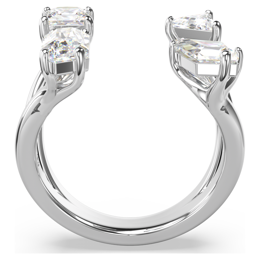 Mesmera open ring, Mixed cuts, White, Rhodium plated | Swarovski Qatar