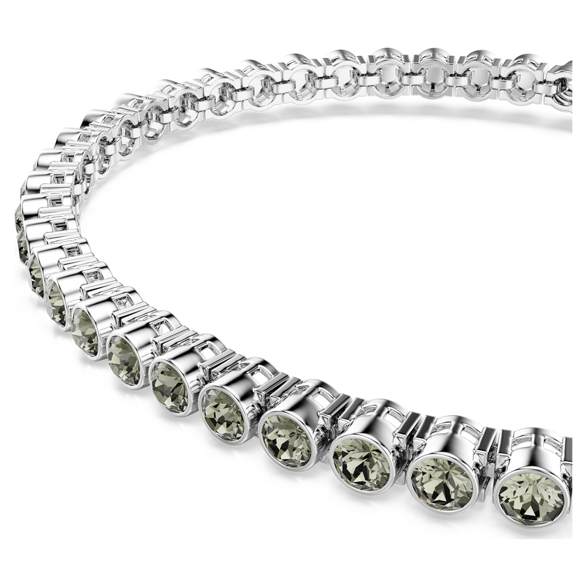 swarovski imber emily tennis bracelet  round cut  black  rhodium plated
