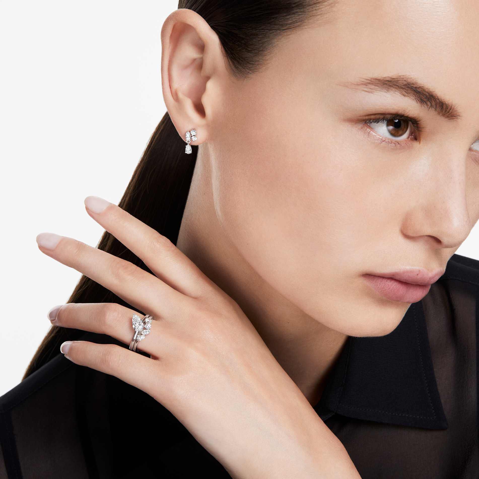 swarovski galaxy drop earrings  laboratory grown diamonds 0 75 ct tw  18k white gold