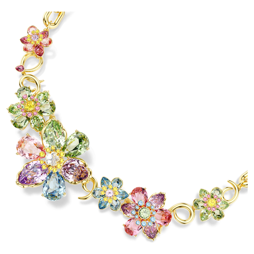 swarovski idyllia necklace  mixed cuts  flower  multicolored  gold tone plated