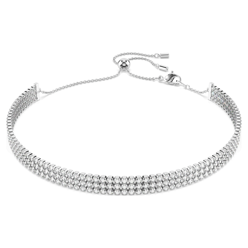 swarovski matrix tennis choker  round cut  white  rhodium plated