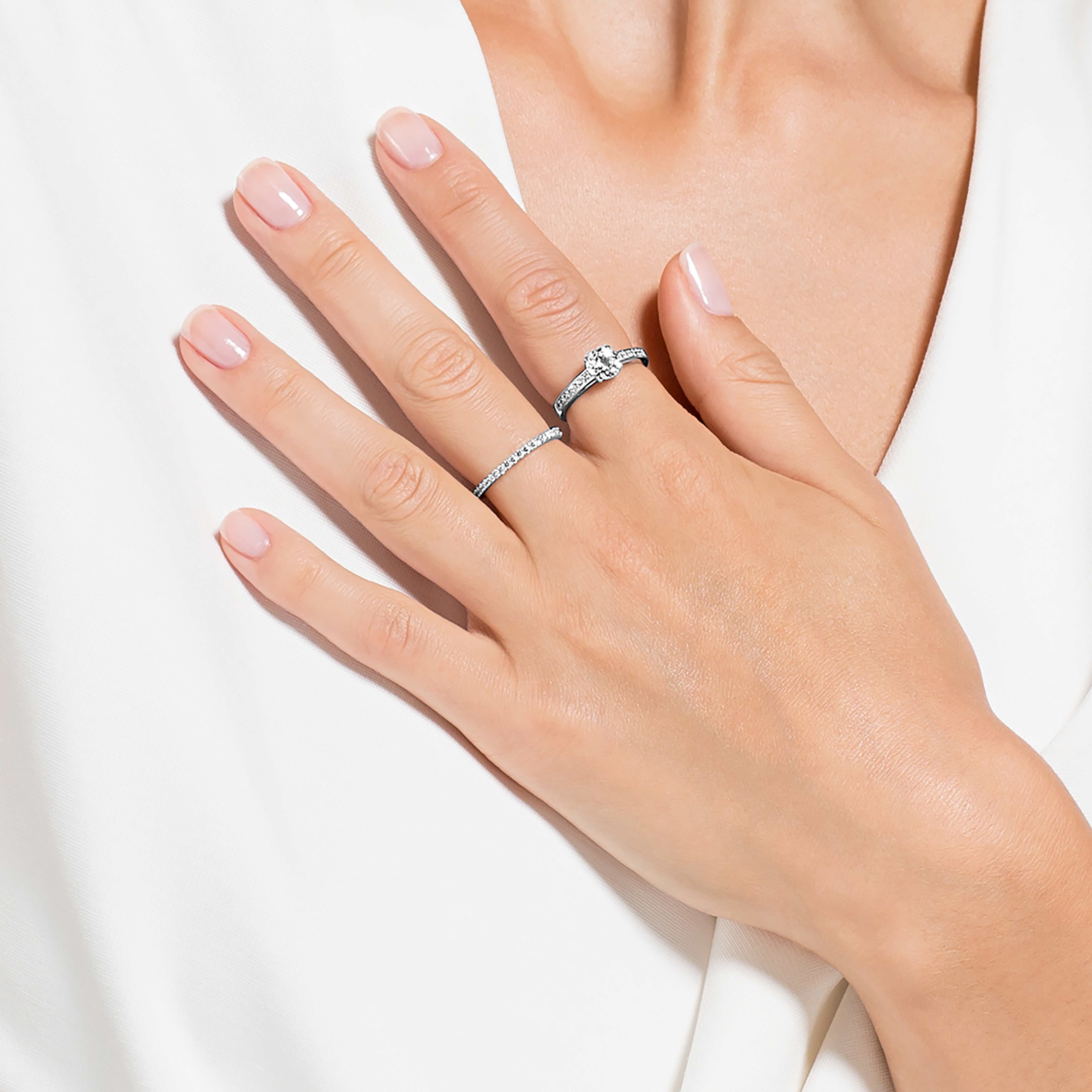 swarovski i do ring set  white  rhodium plating