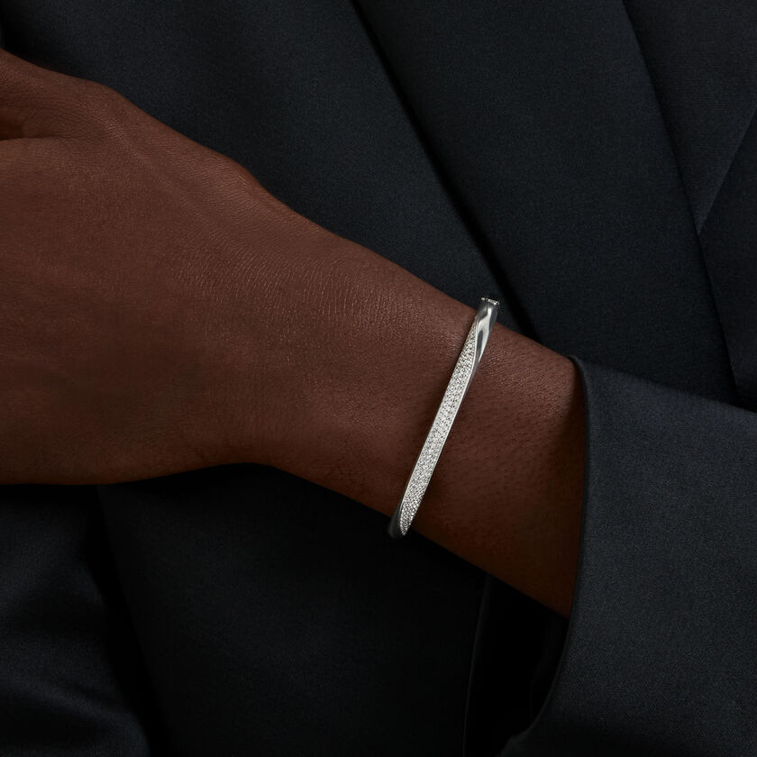 swarovski classica bangle  round cut  white  sterling silver