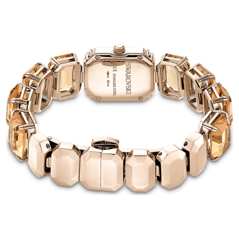swarovski watch  octagon cut bracelet  brown  champagne gold tone finish