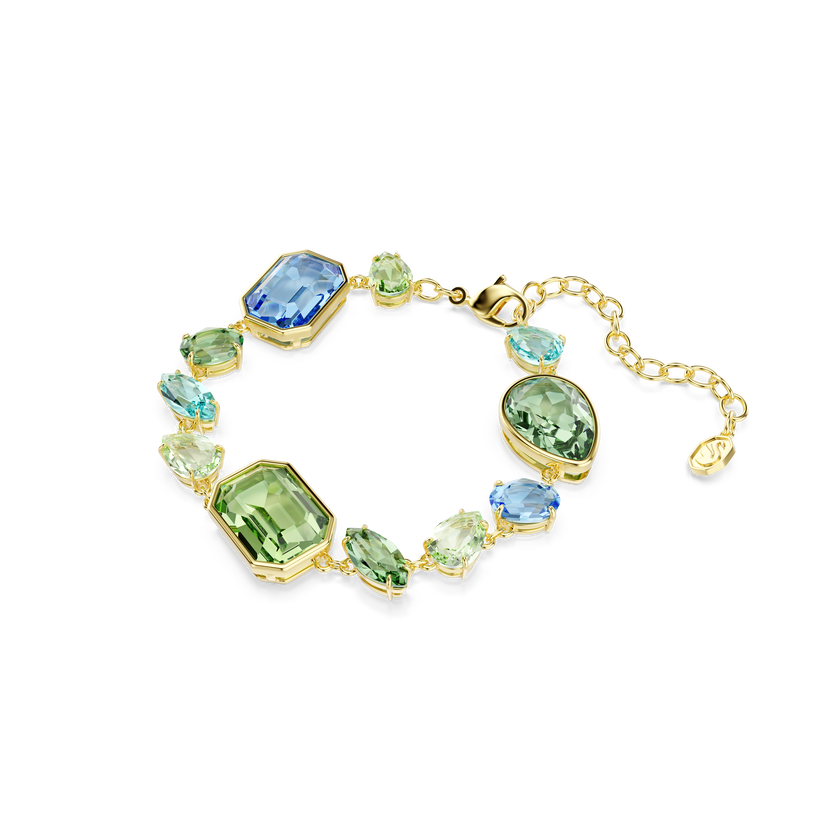 swarovski gema bracelet  mixed cuts  multicolored  gold tone plated