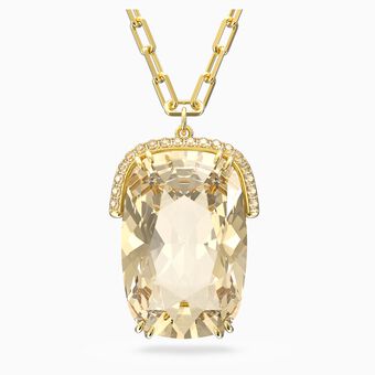Harmonia pendant, Oversized crystal, Gold tone, Gold-tone plated