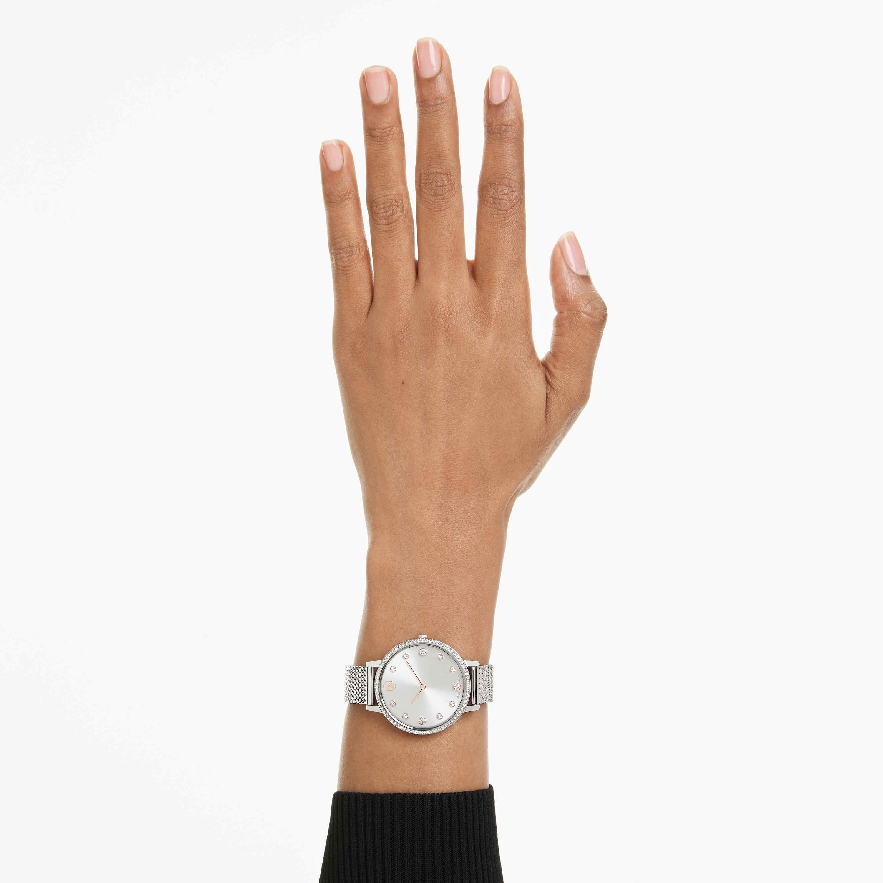 swarovski clarica watch  swiss made  metal bracelet  silver tone  stainless steel