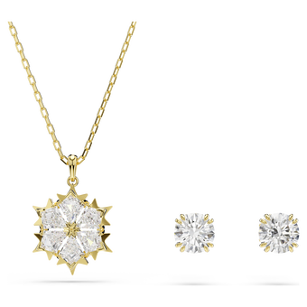 swarovski magic set  set  2   mixed cuts  snowflake  white  18k gold finish